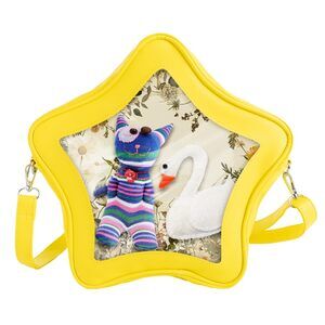 2118 Star Shaped Ita Bag Yellow Y2K Cross Body Cute Pu Leather Backpack